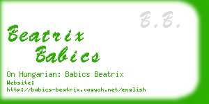 beatrix babics business card